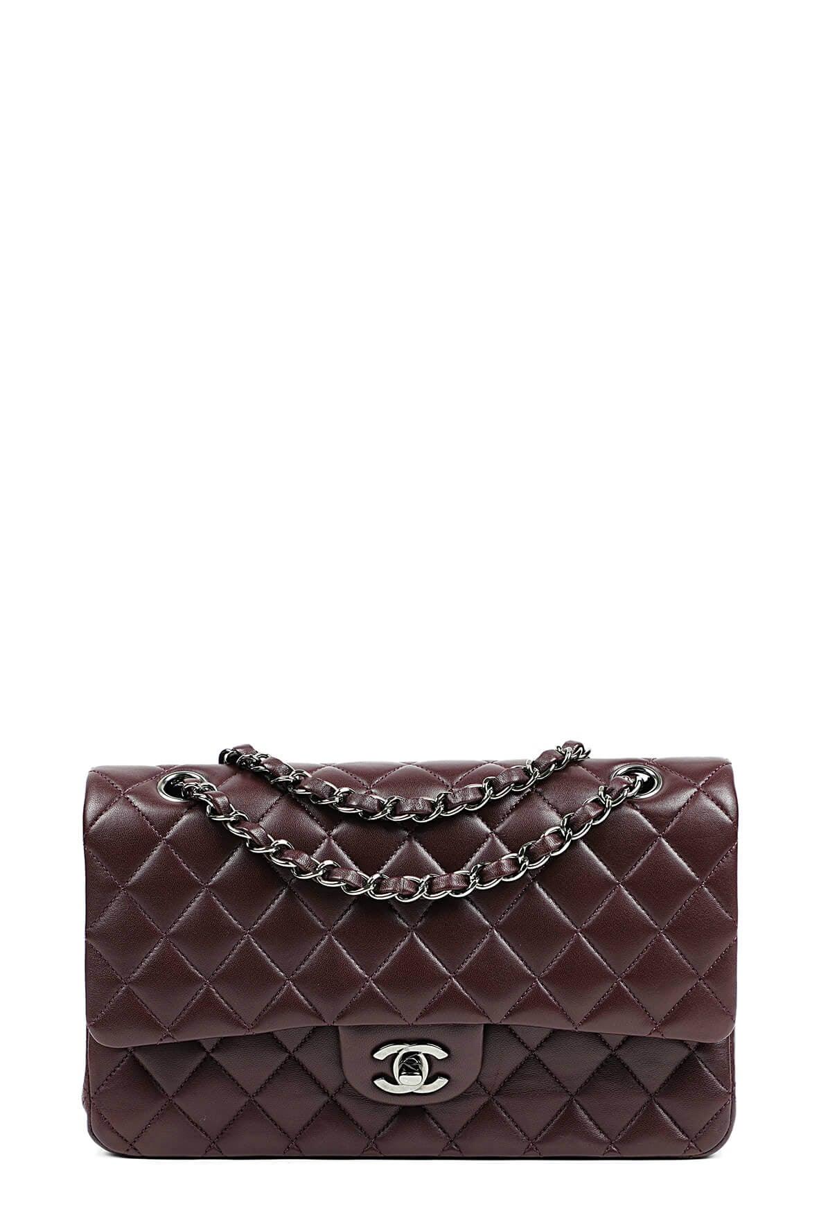 Quilted Lambskin Medium Classic Flap Bag Dark Violet with Gunmetal Hardware