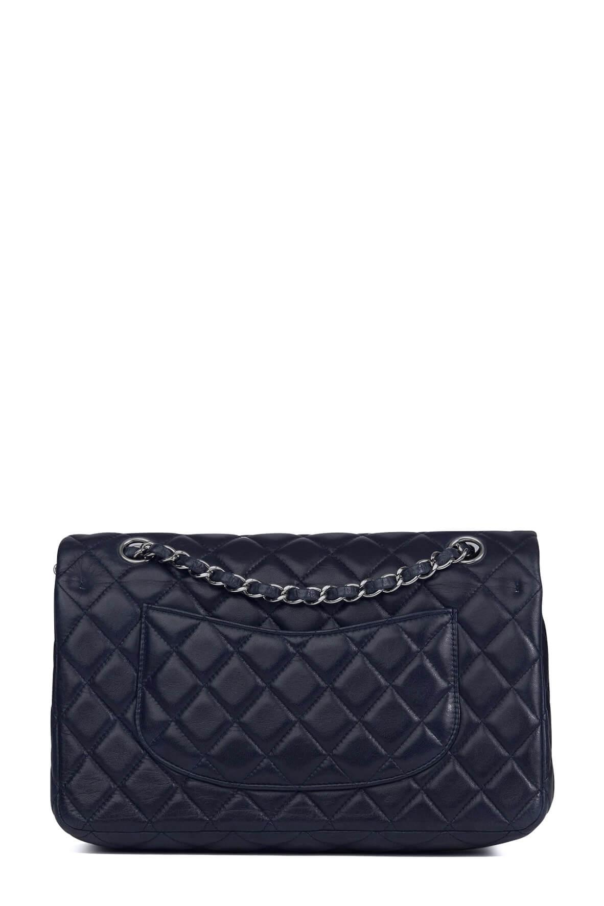 Quilted Lambskin Medium Classic Flap Bag Navy with Gunmetal Hardware