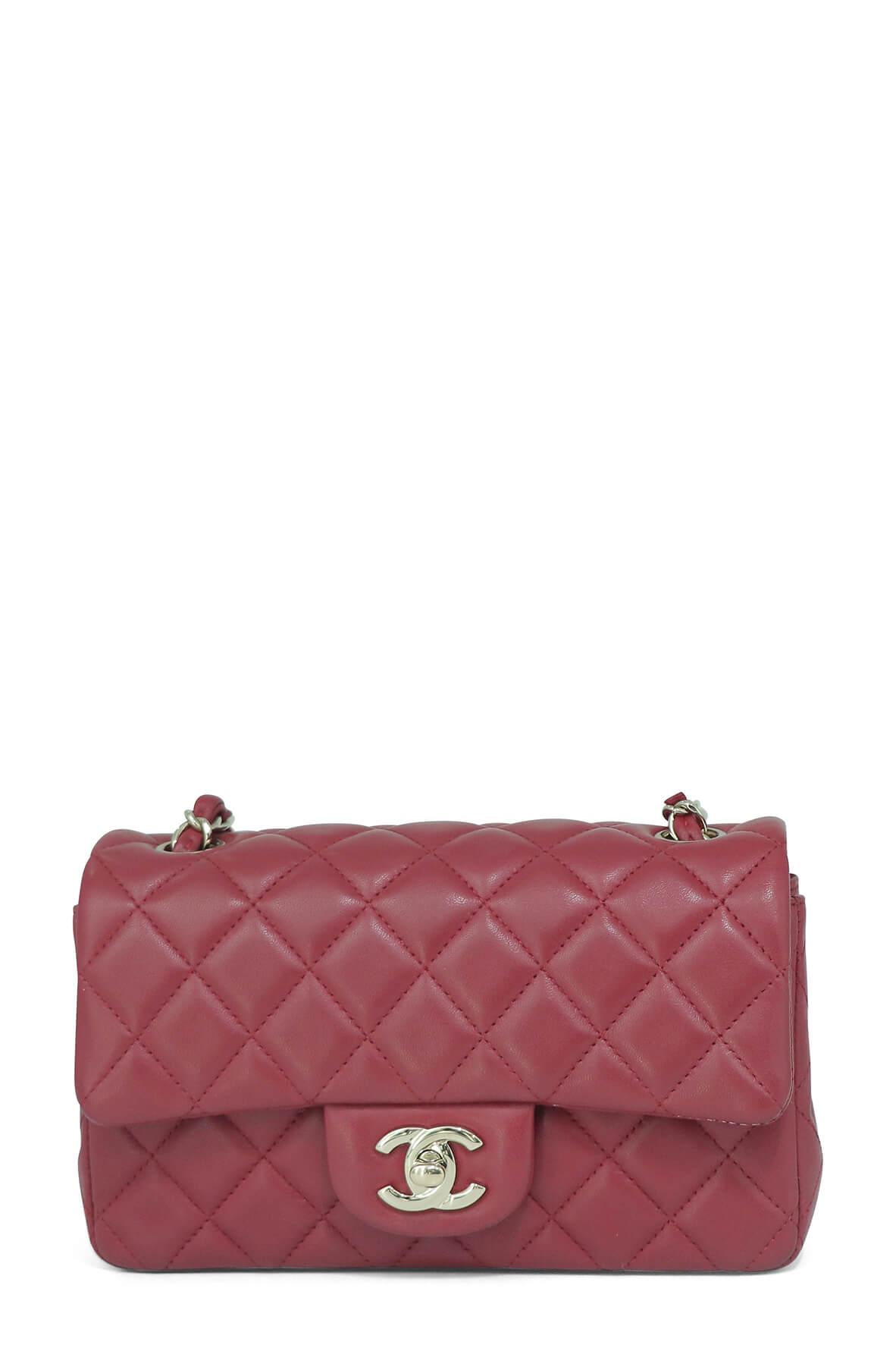 Quilted Lambskin New Mini Classic Single Flap Bag Red