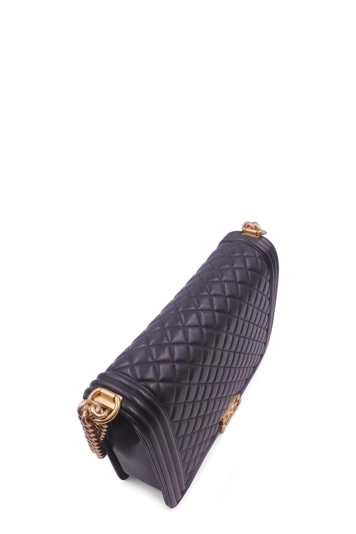 Quilted New Medium Boy with Gold Hardware Black