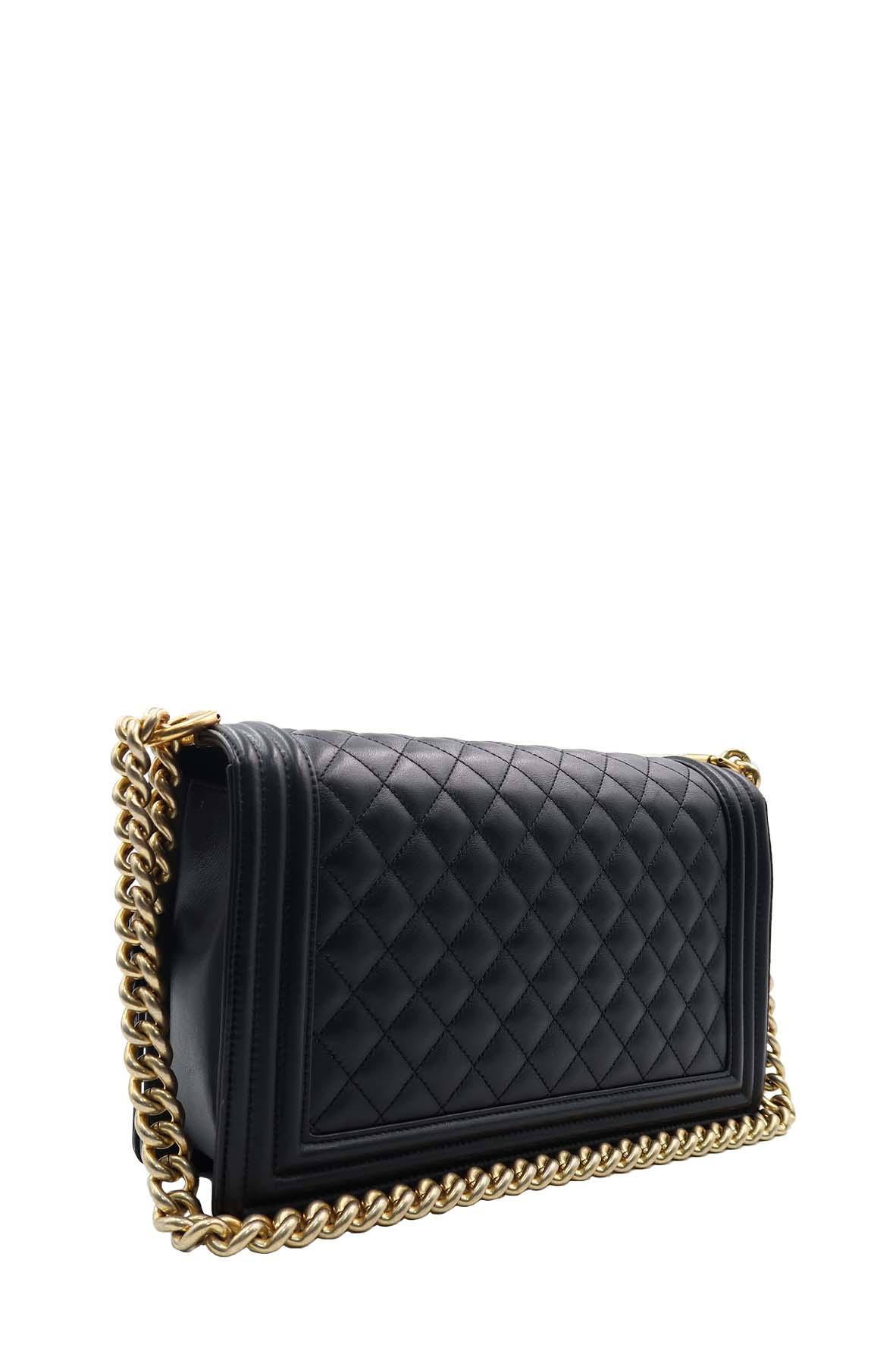 Quilted New Medium Boy with Gold Hardware Black