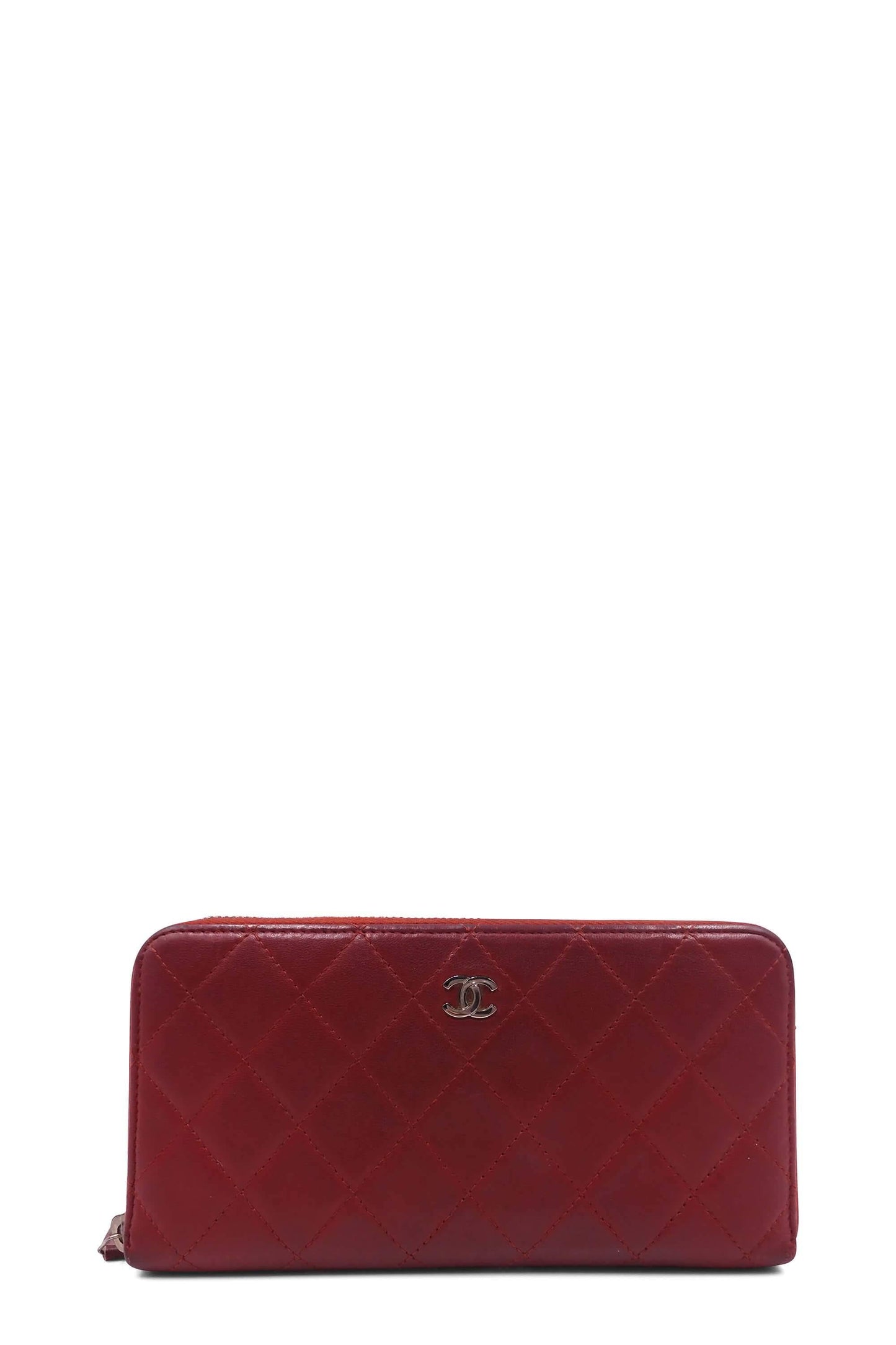 Quilted Zip Wallet Red