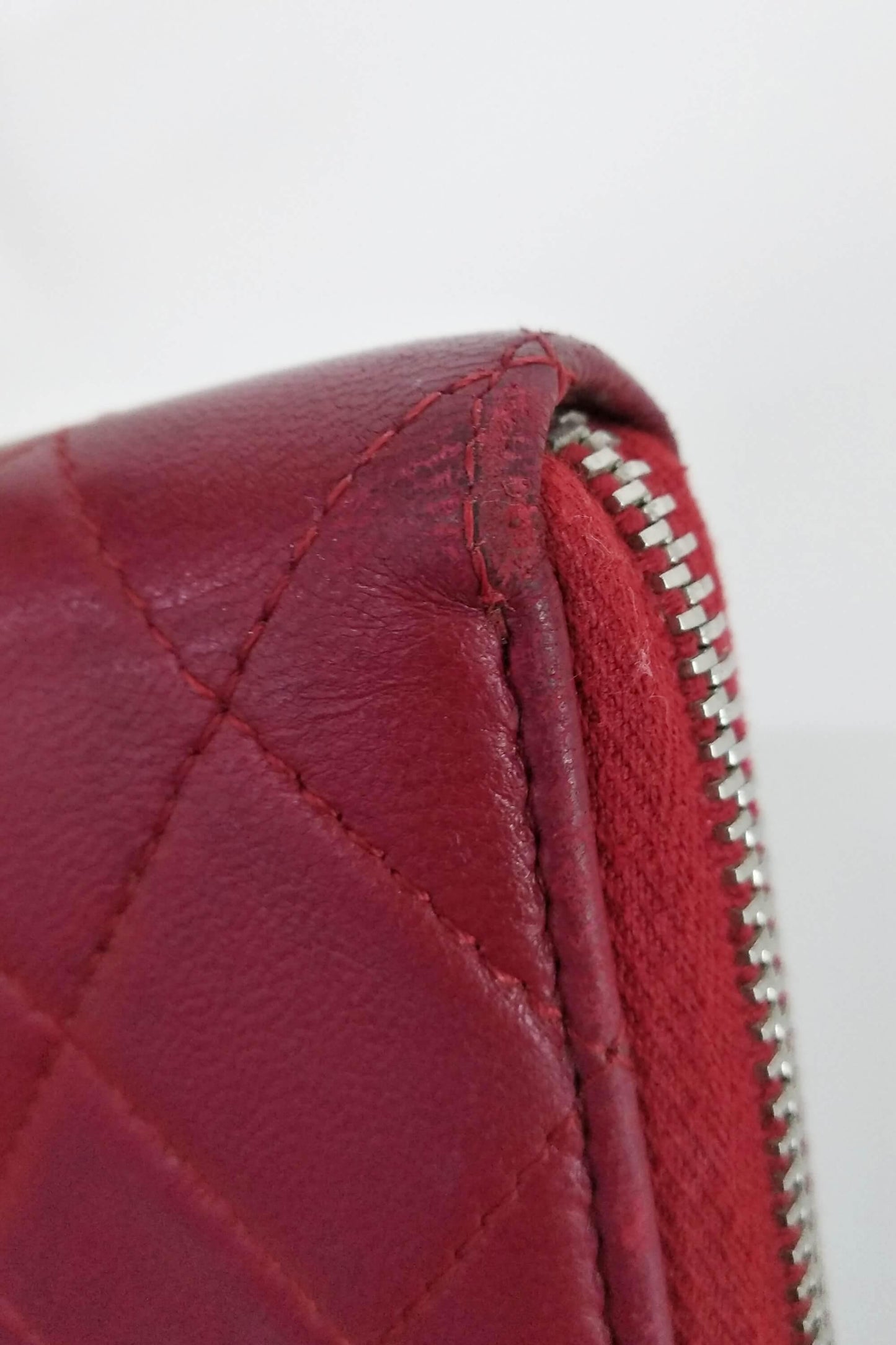 Quilted Zip Wallet Red