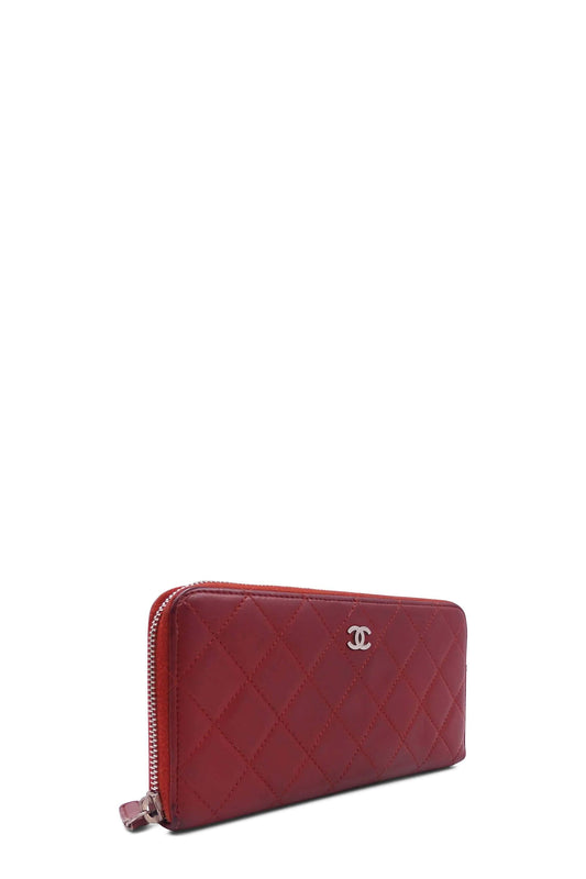 Quilted Zip Wallet Red