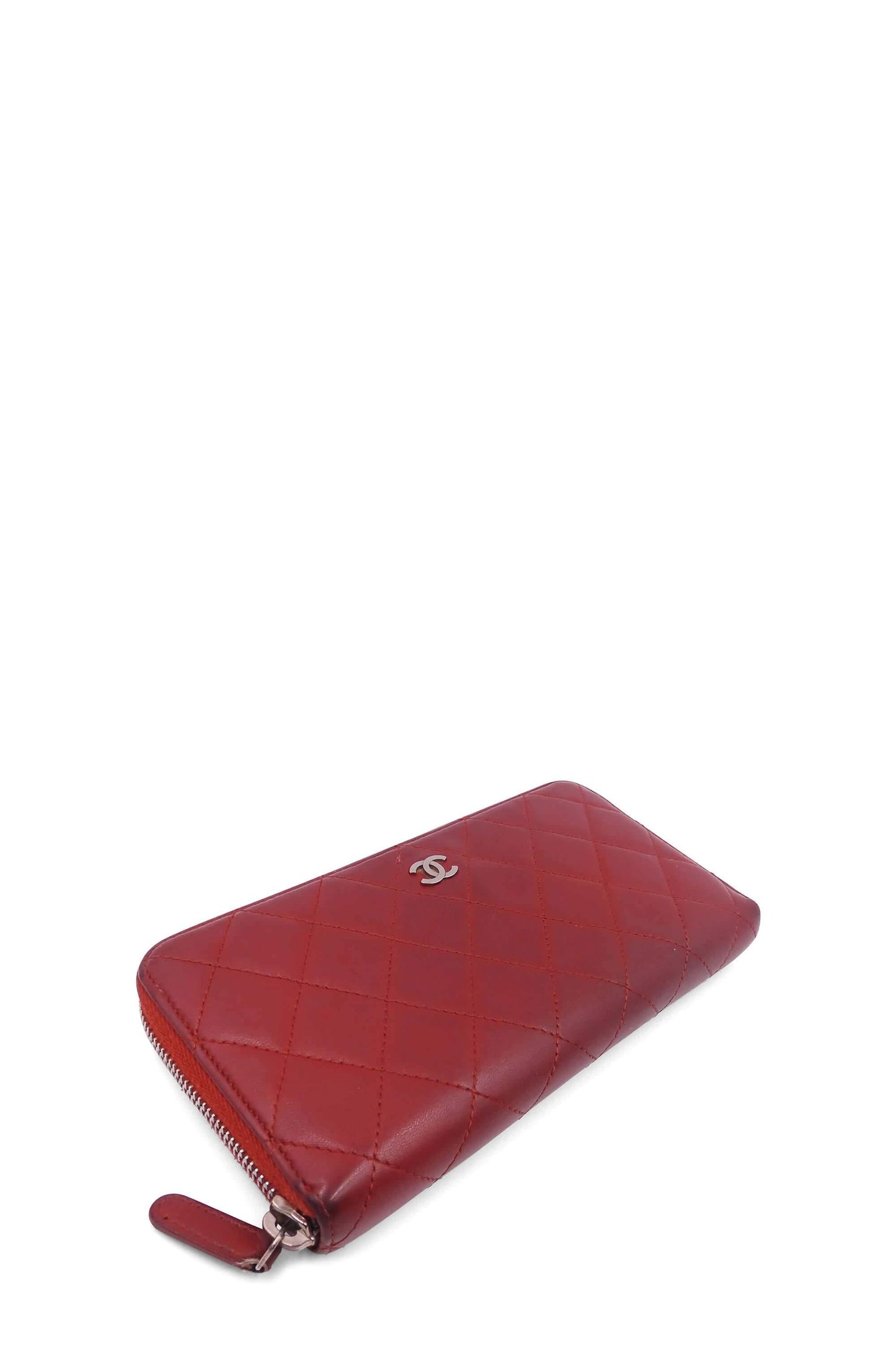 Quilted Zip Wallet Red