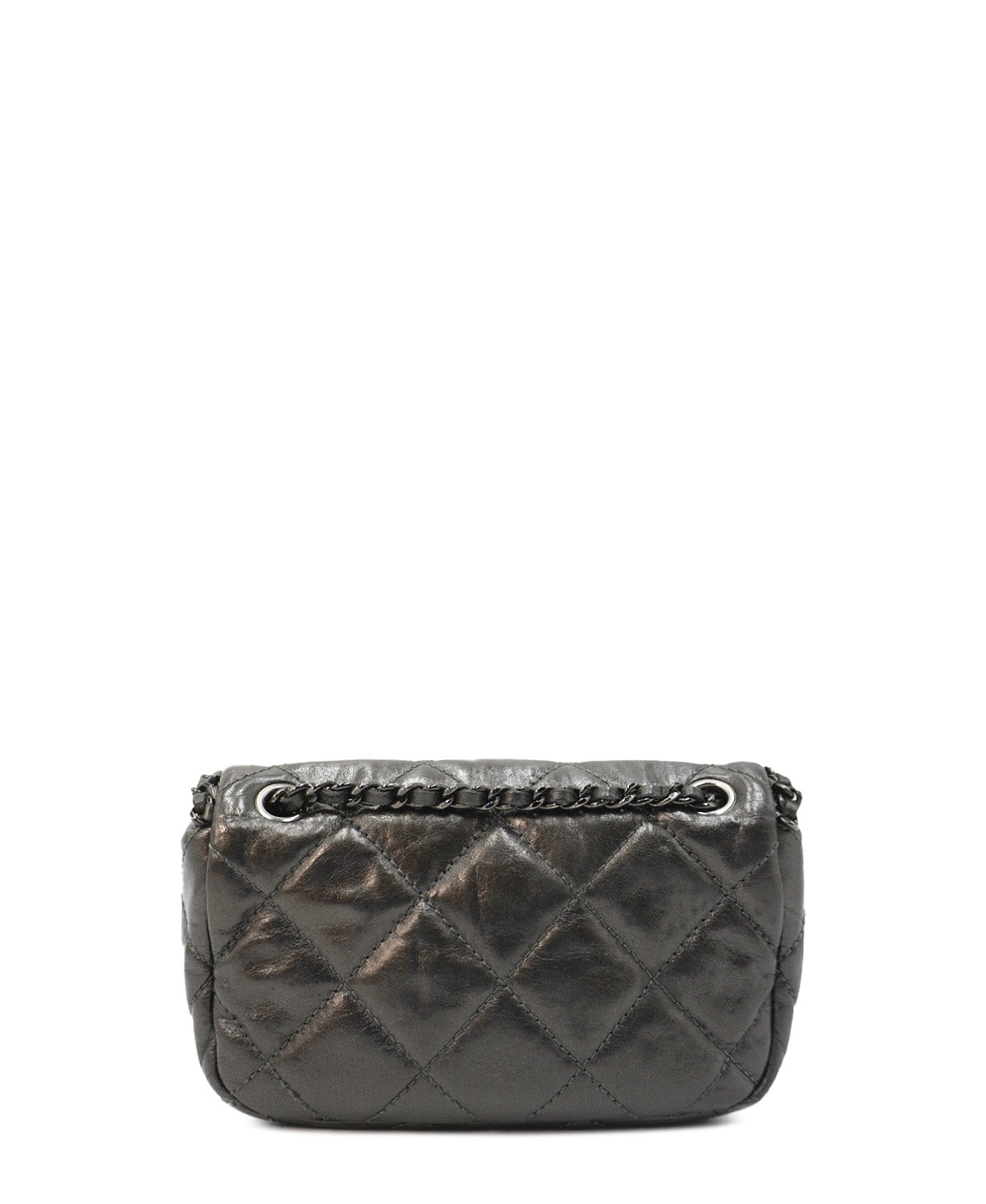 Quilted Leather Mini Chain Me Flap Bag Black