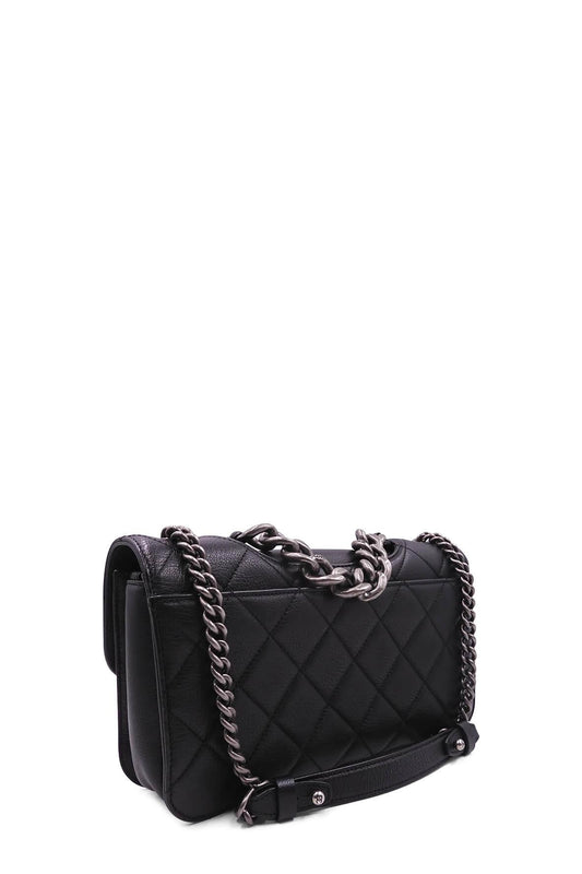 Small Perfect Edge Flap Bag Black