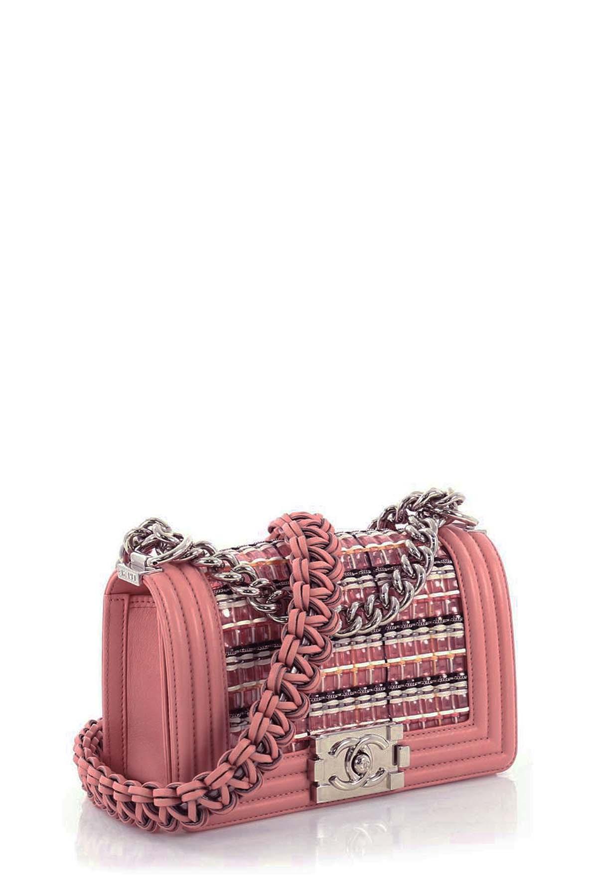 Small Woven PVC Boy with Silver Hardware Pink