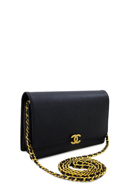 Vintage Caviar Classic Wallet on Chain Black