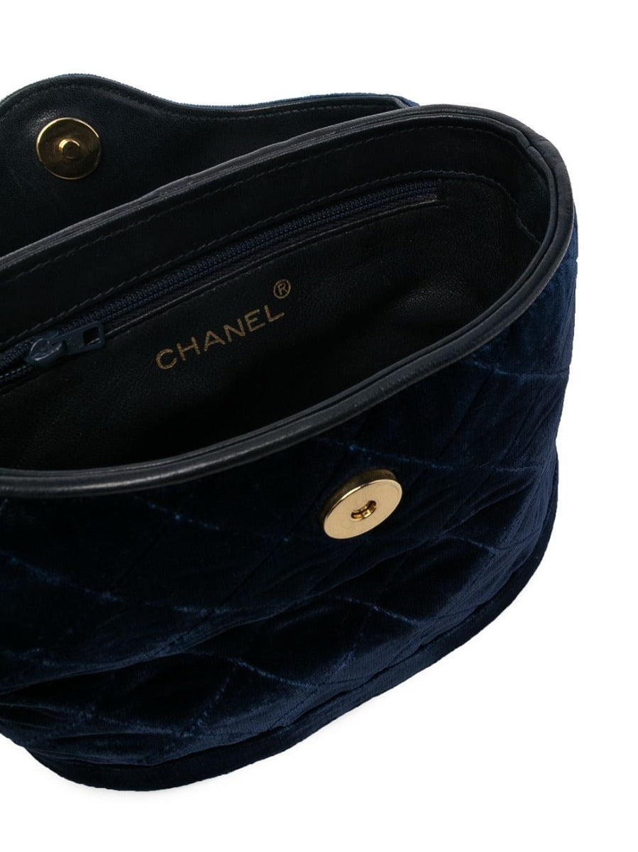 Rare Navy Velvet Crossbody Binocular Bag