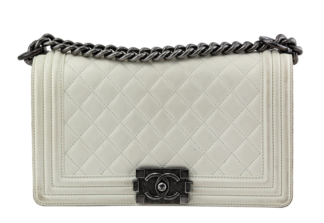 Chanel White Ecru Le Boy Medium