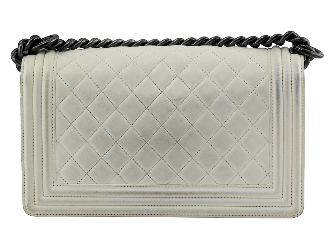 Chanel White Ecru Le Boy Medium