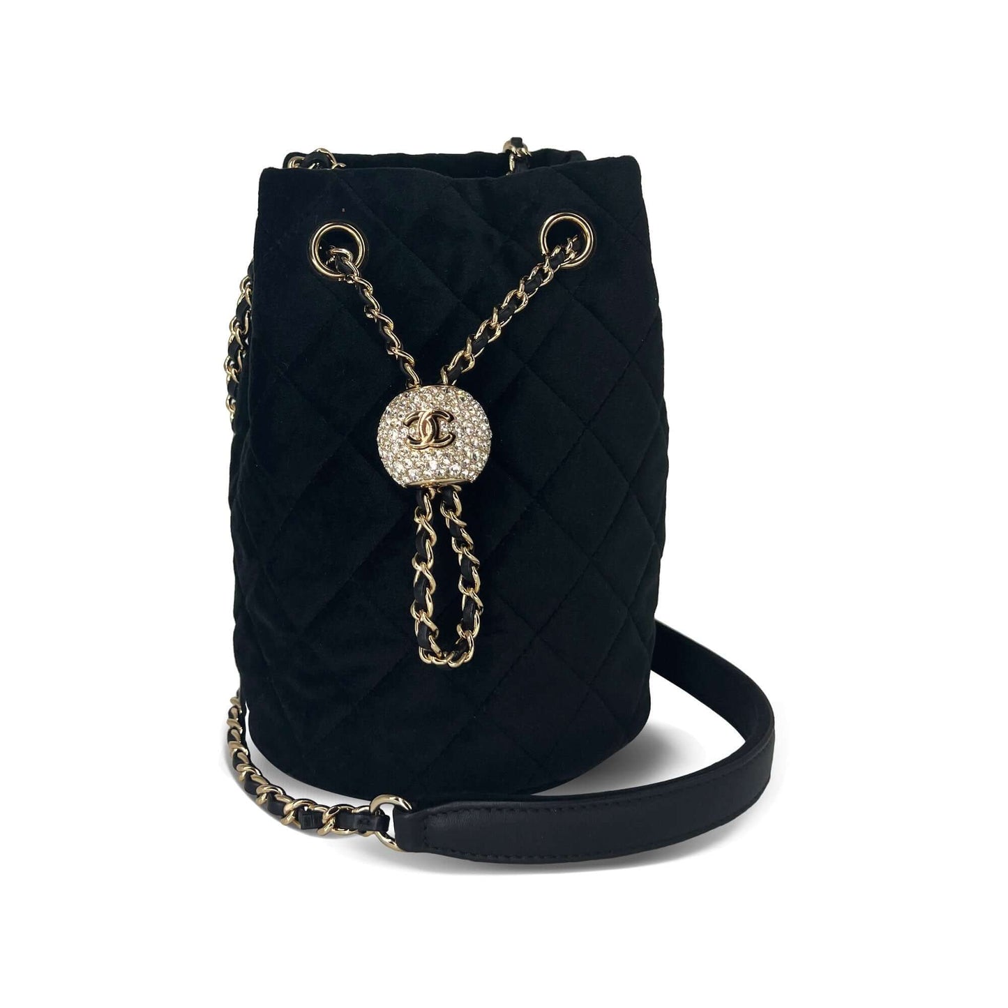 Chanel velvet pearl crush mini drawstring bag