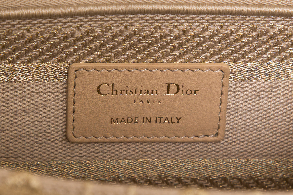 Christian Dior Tan & Gold Lady Dior Knit Handbag