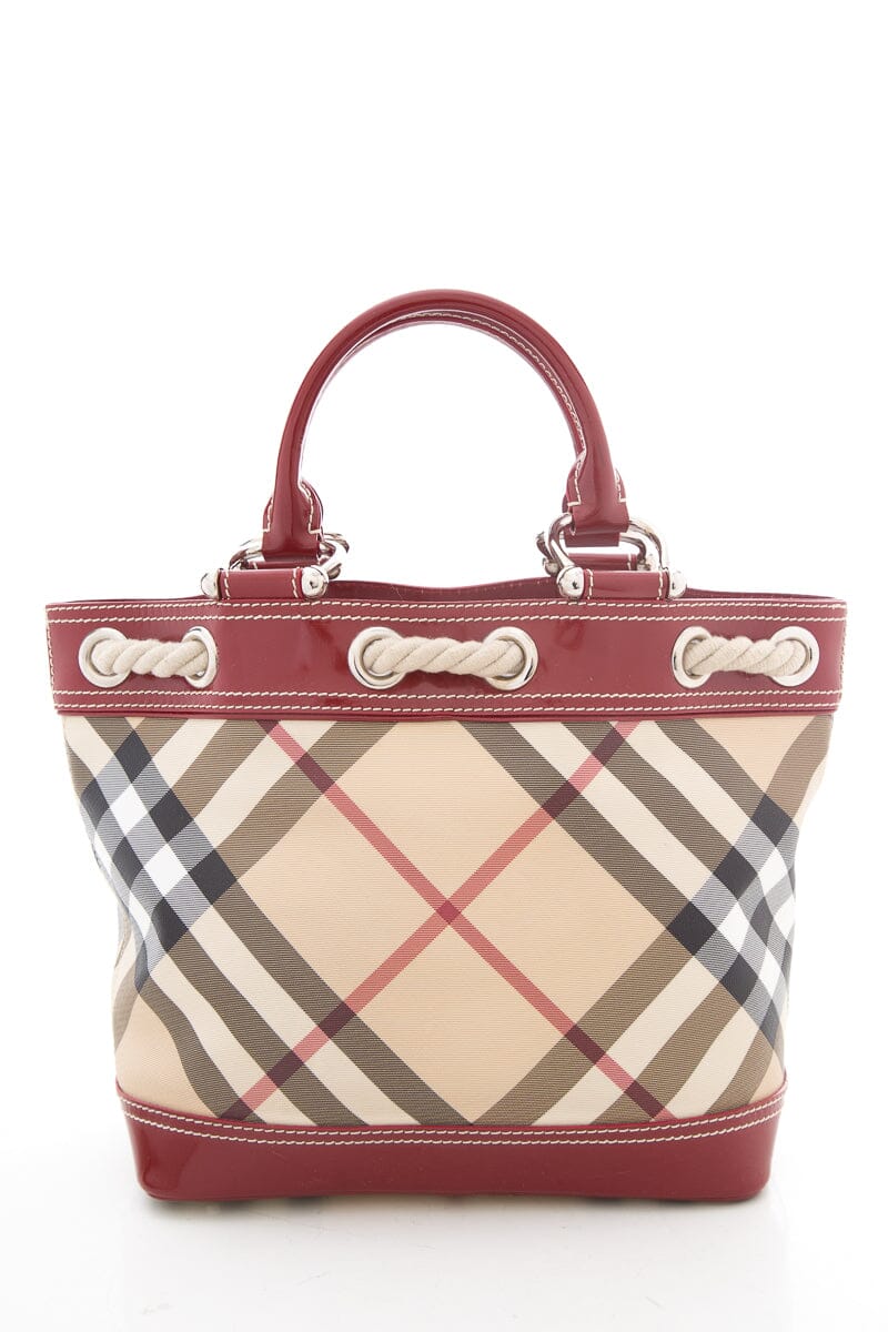 Burberry Red & Beige Nova Tote