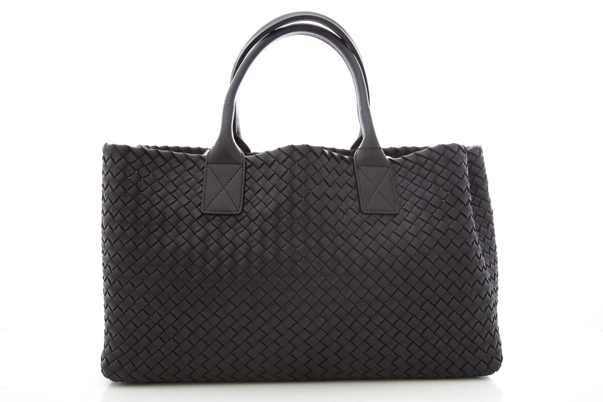 Bottega Veneta Black Cabat Intrecciato Leather Tote