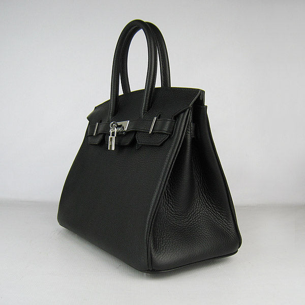 Hermes Birkin 30cm Togo Leather Handbags Black Silver