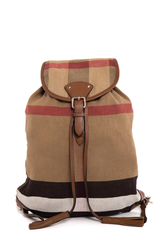 Burberry Nova Plaid Canvas Backpack