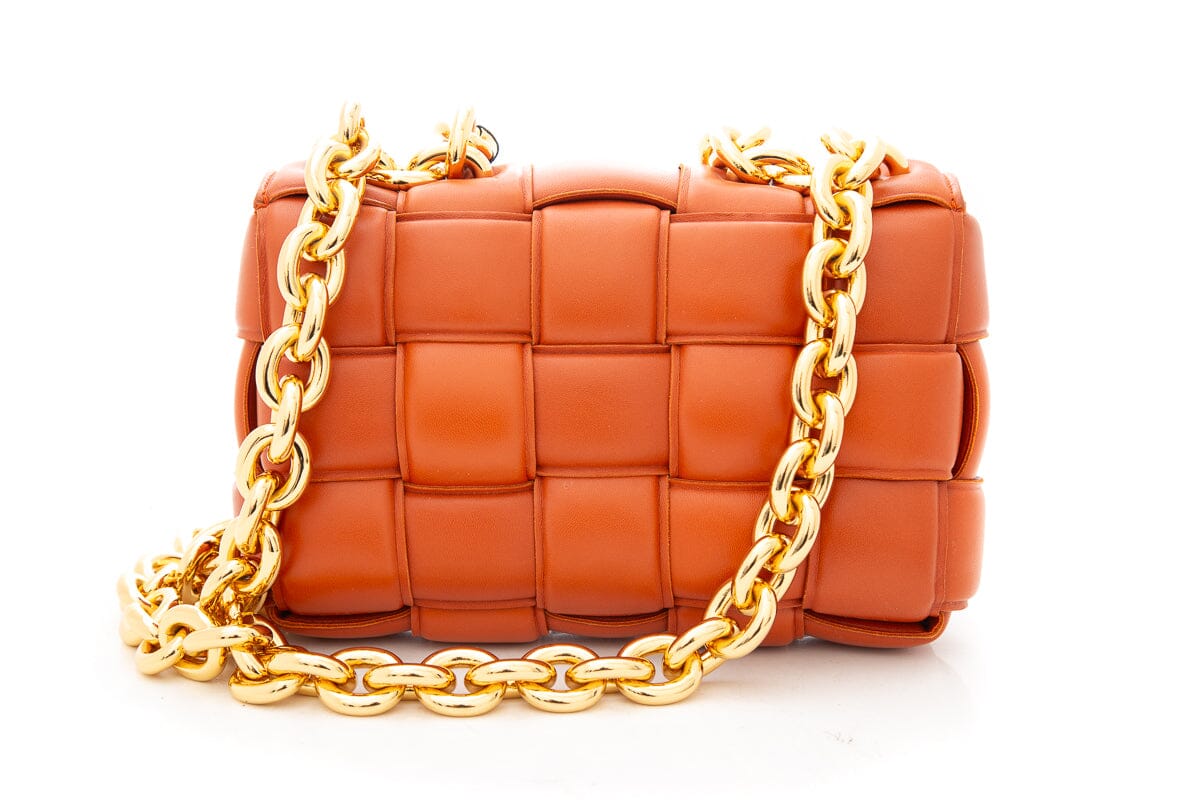 Bottega Veneta Orange Cassette Chain Handbag