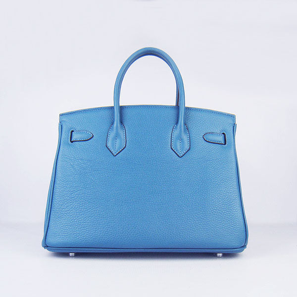 Hermes Birkin 30cm Togo Leather Handbags Blue Silver