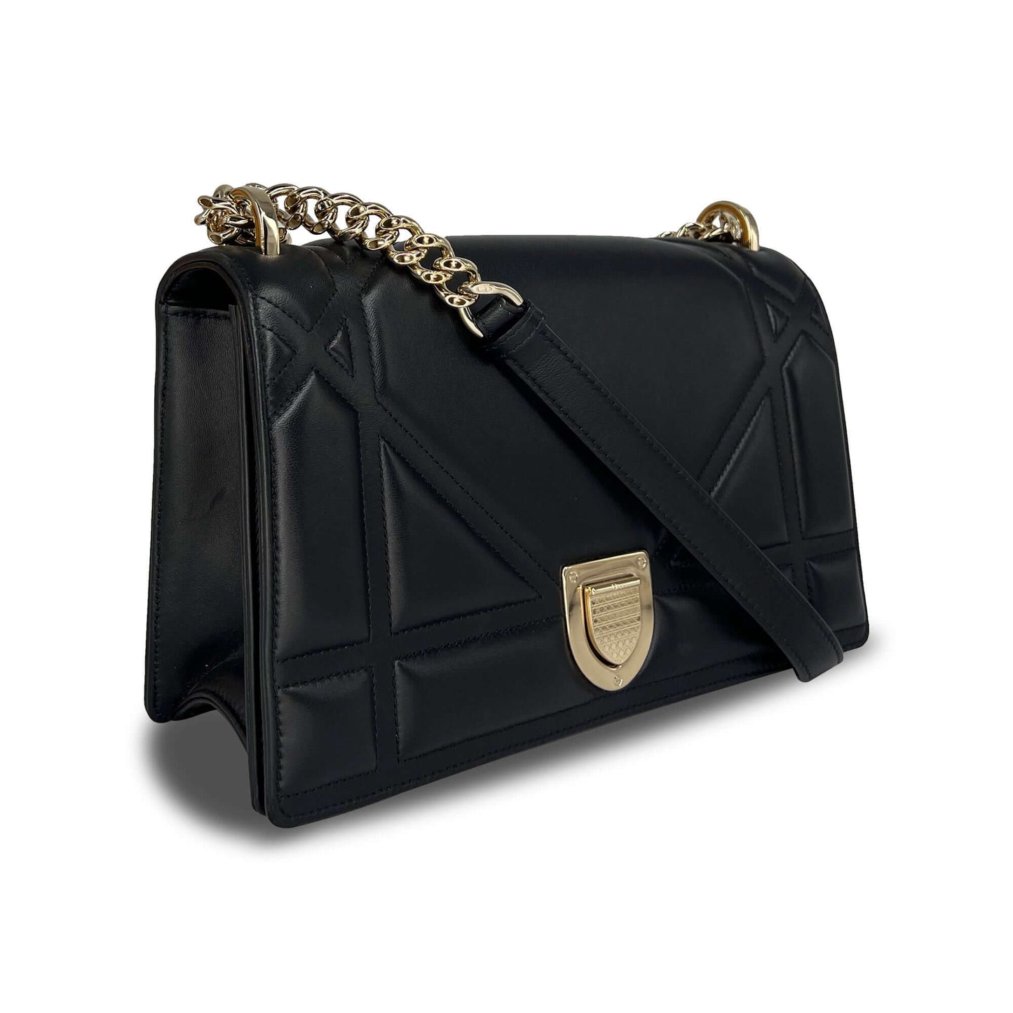 Christian Dior black calfskin on chain handbag