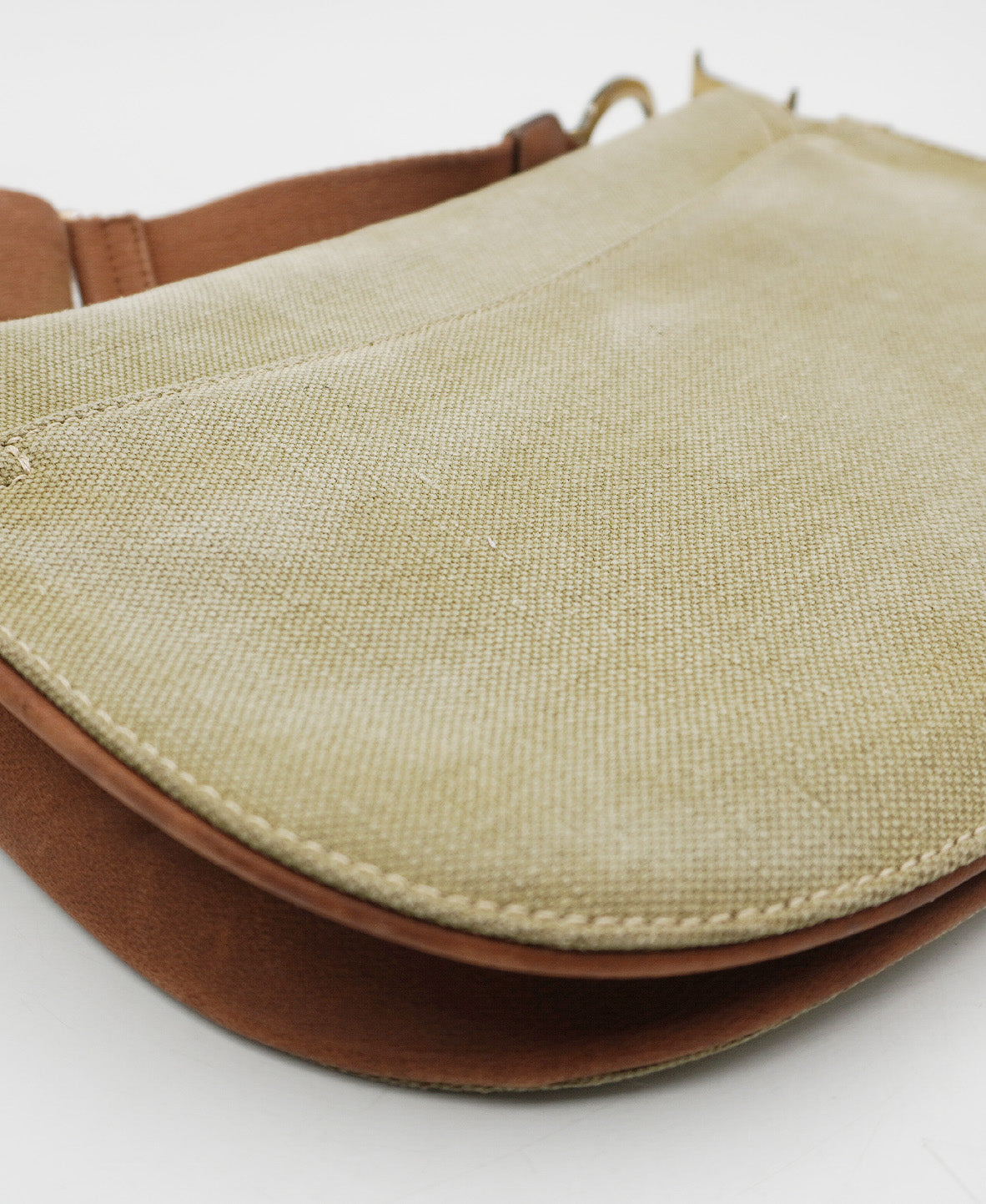 Leather-Trimmed Saddle Bag Brown, Green