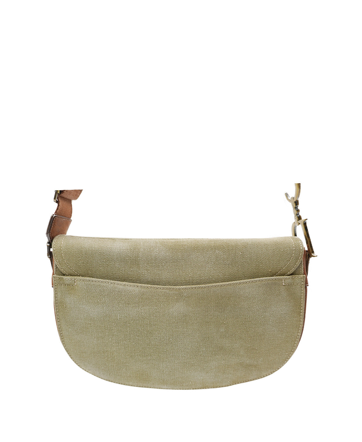 Leather-Trimmed Saddle Bag Brown, Green