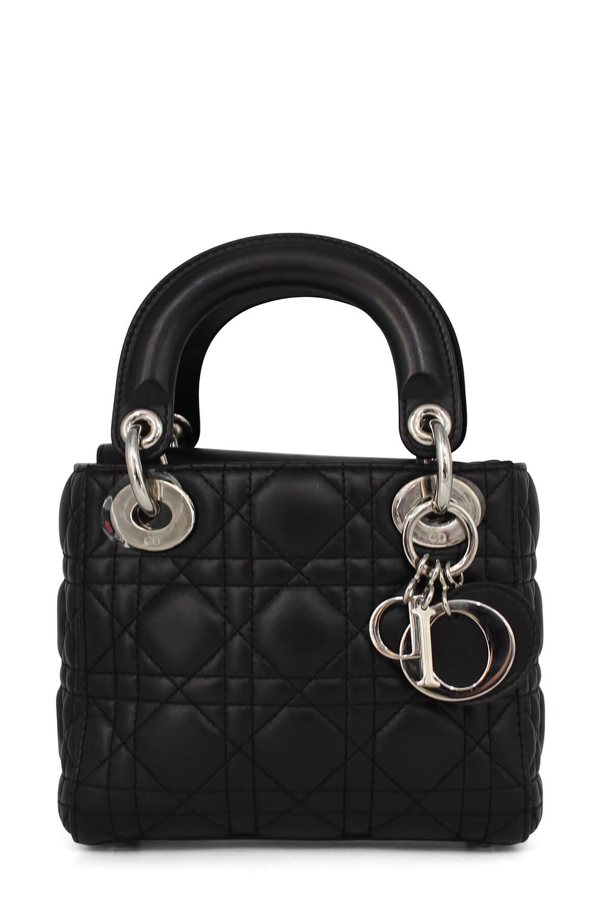 Small Lady Dior Black with Silver Hardware