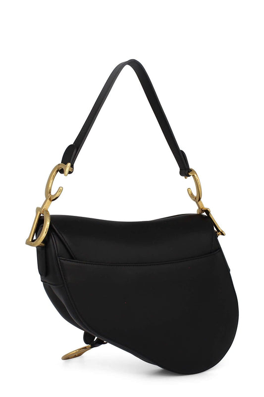 Smooth Calfskin Saddle Bag Black