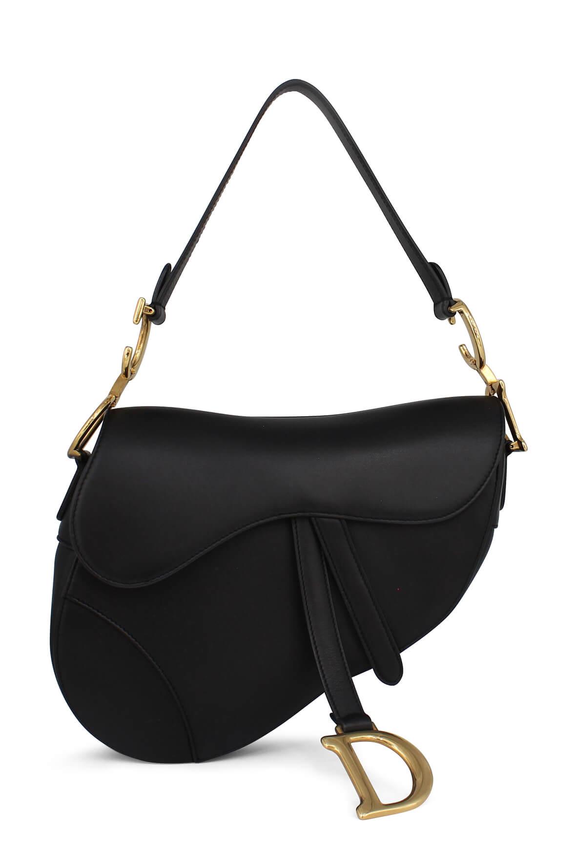 Smooth Calfskin Saddle Bag Black