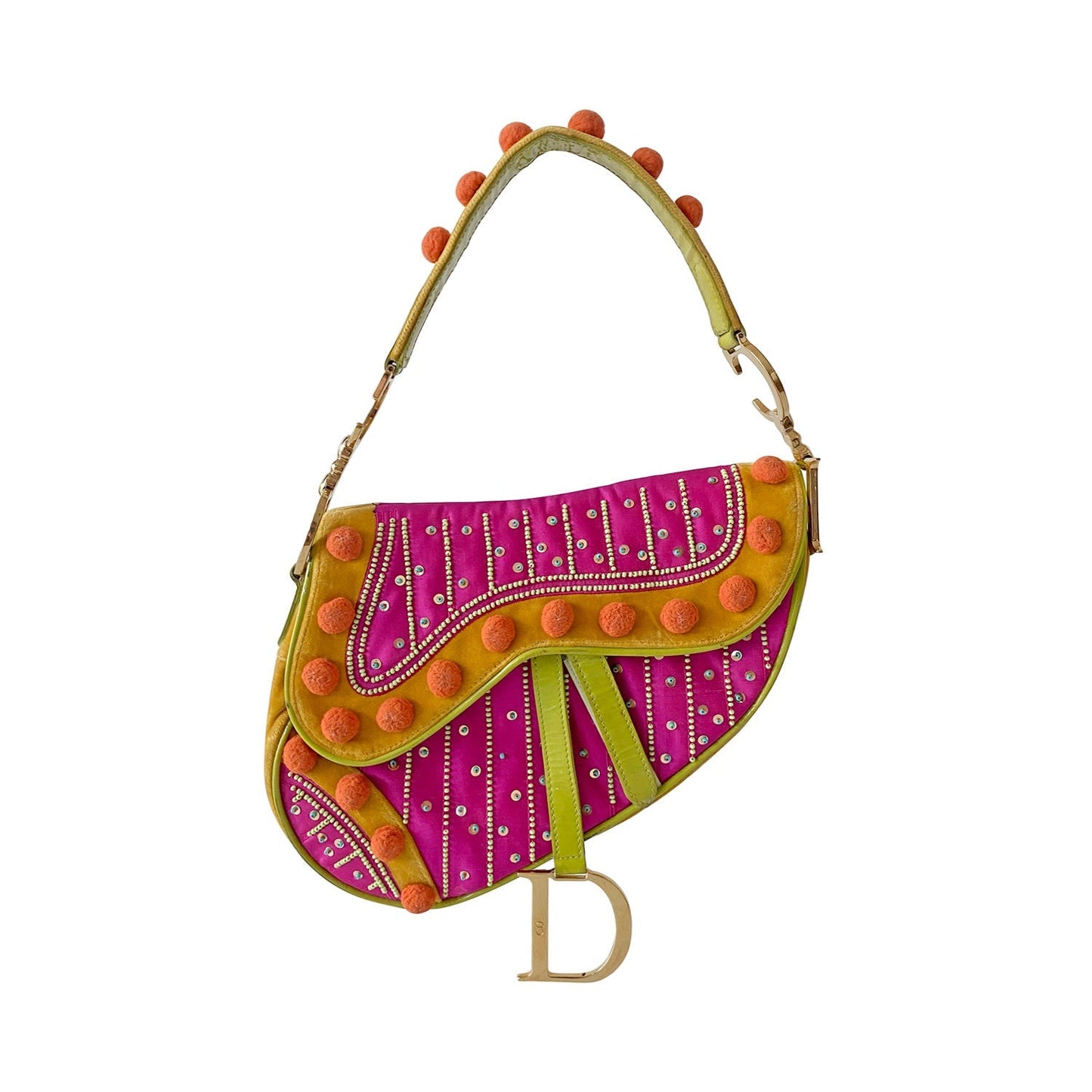 Christian Dior Vintage Embroidered Saddle Bag