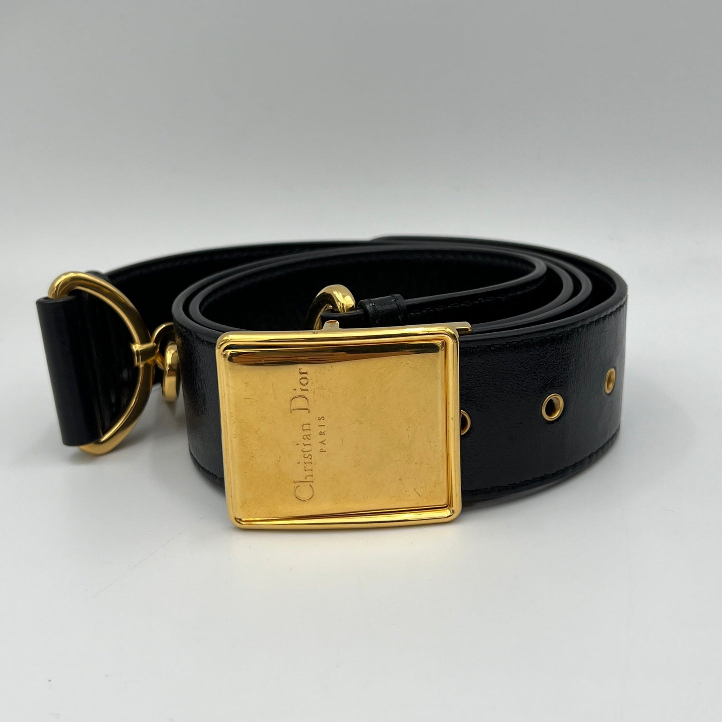 30 Montaigne Box Black Crossbody Bag in Calfskin, Gold hardware