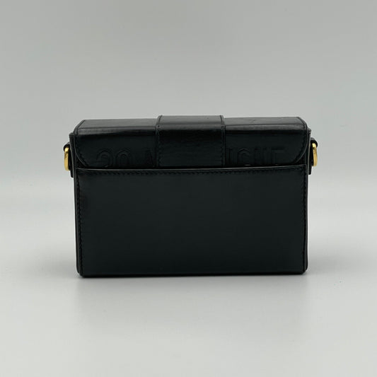 30 Montaigne Box Black Crossbody Bag in Calfskin, Gold hardware