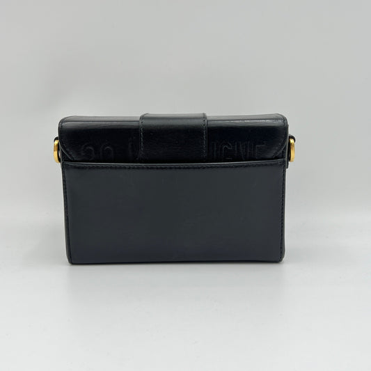 30 Montaigne Box Black Crossbody Bag in Calfskin, Gold hardware