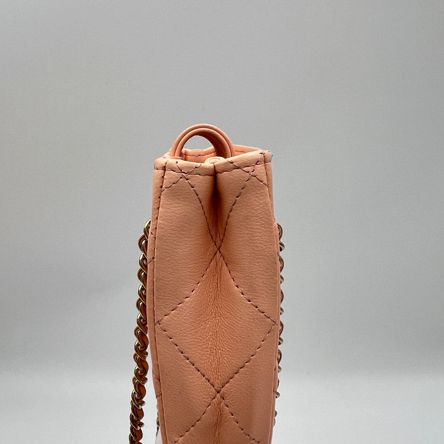 Quilted CC Mini Coral Crossbody Bag in Lambskin, Light Gold hardware