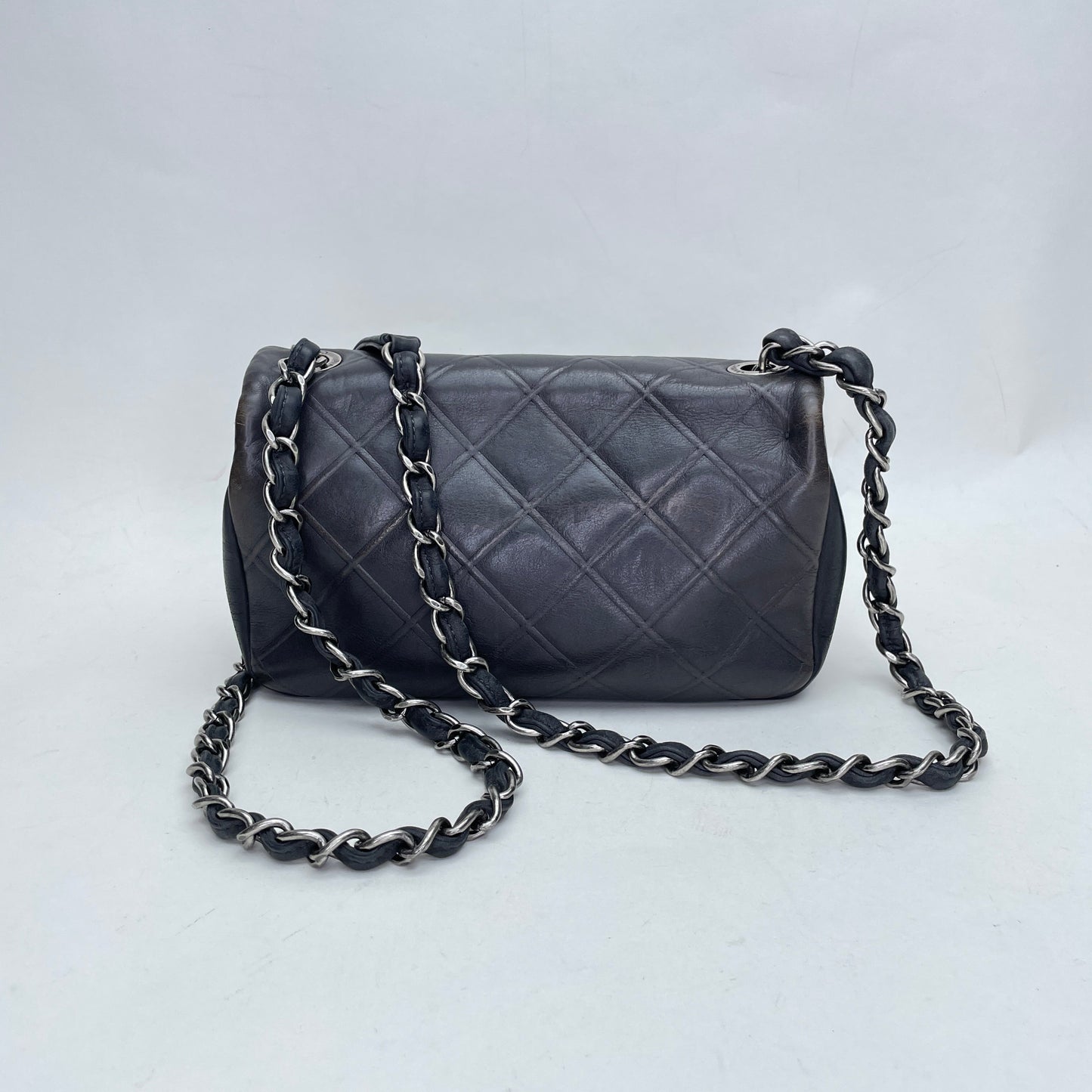 Quilted Flap Bag One Size Black Crossbody Bag in Lambskin, Ruthenium hardware