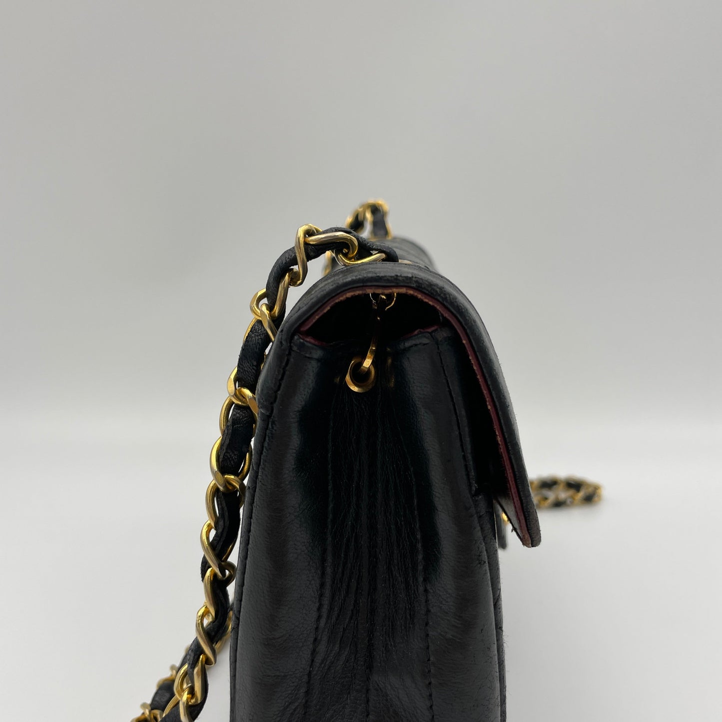 Matelasse Coco Mark Black Crossbody Bag in Lambskin, Gold hardware