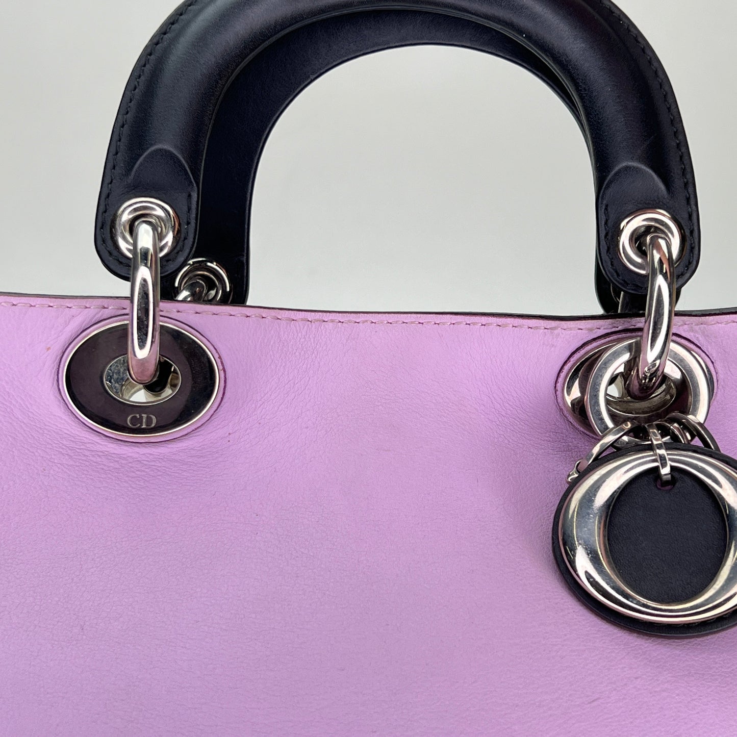 SMALL TWOWAY DIORISSIMO Small Purple Crossbody Bag in Calfskin, Silver hardware