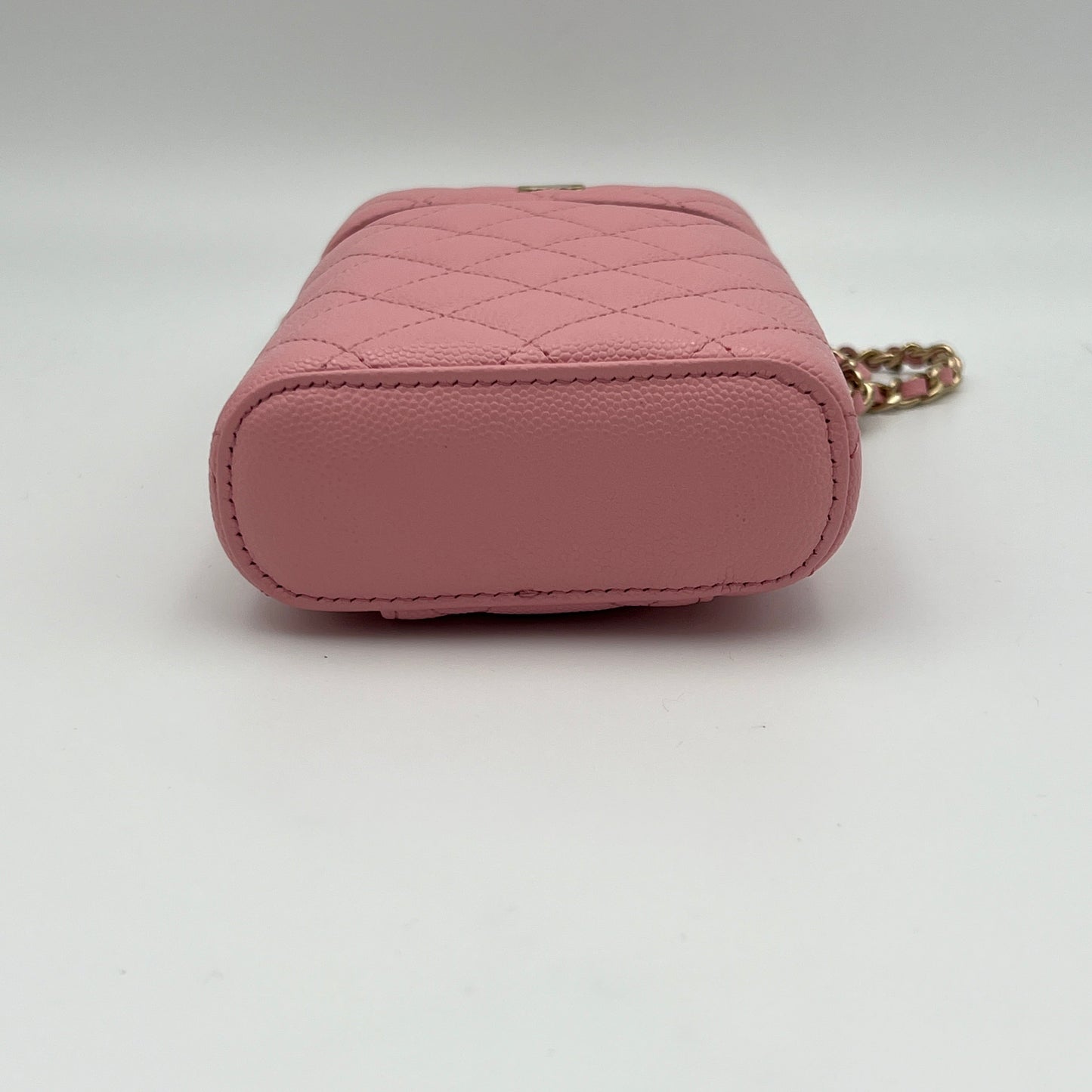 Vanity Phone Pink Crossbody Bag in Caviar Leather, Gold hardware