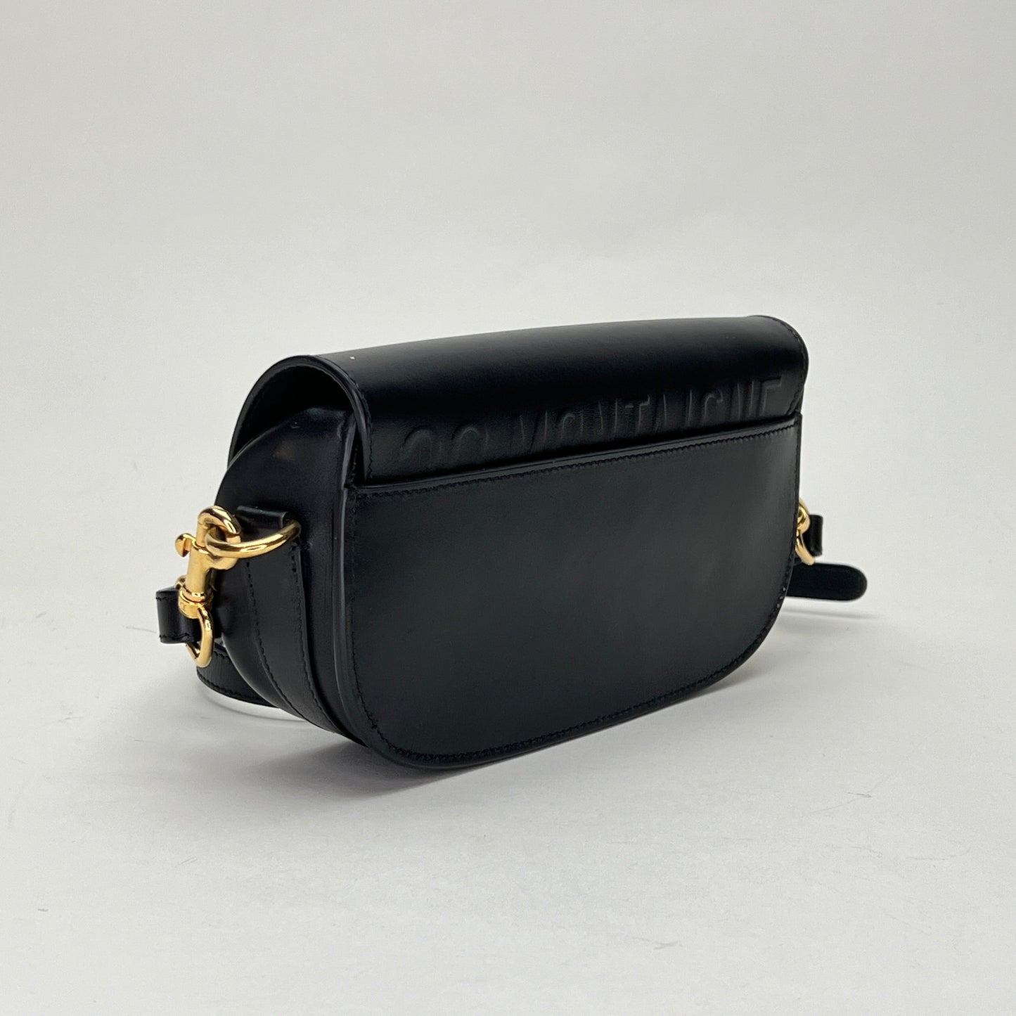 Bobby East West Black Crossbody Bag in Calfskin, Gold hardware