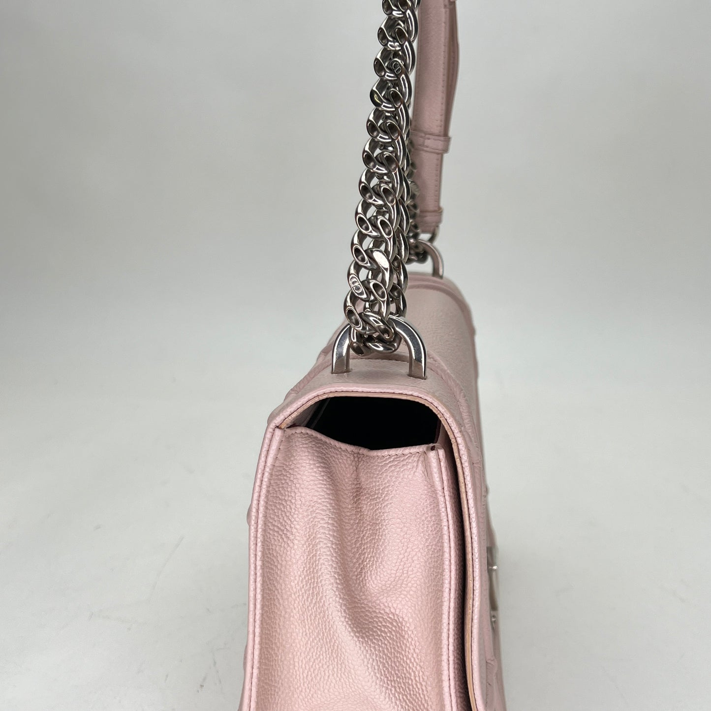 Diorama Medium Pink Crossbody Bag in Calfskin, Silver hardware