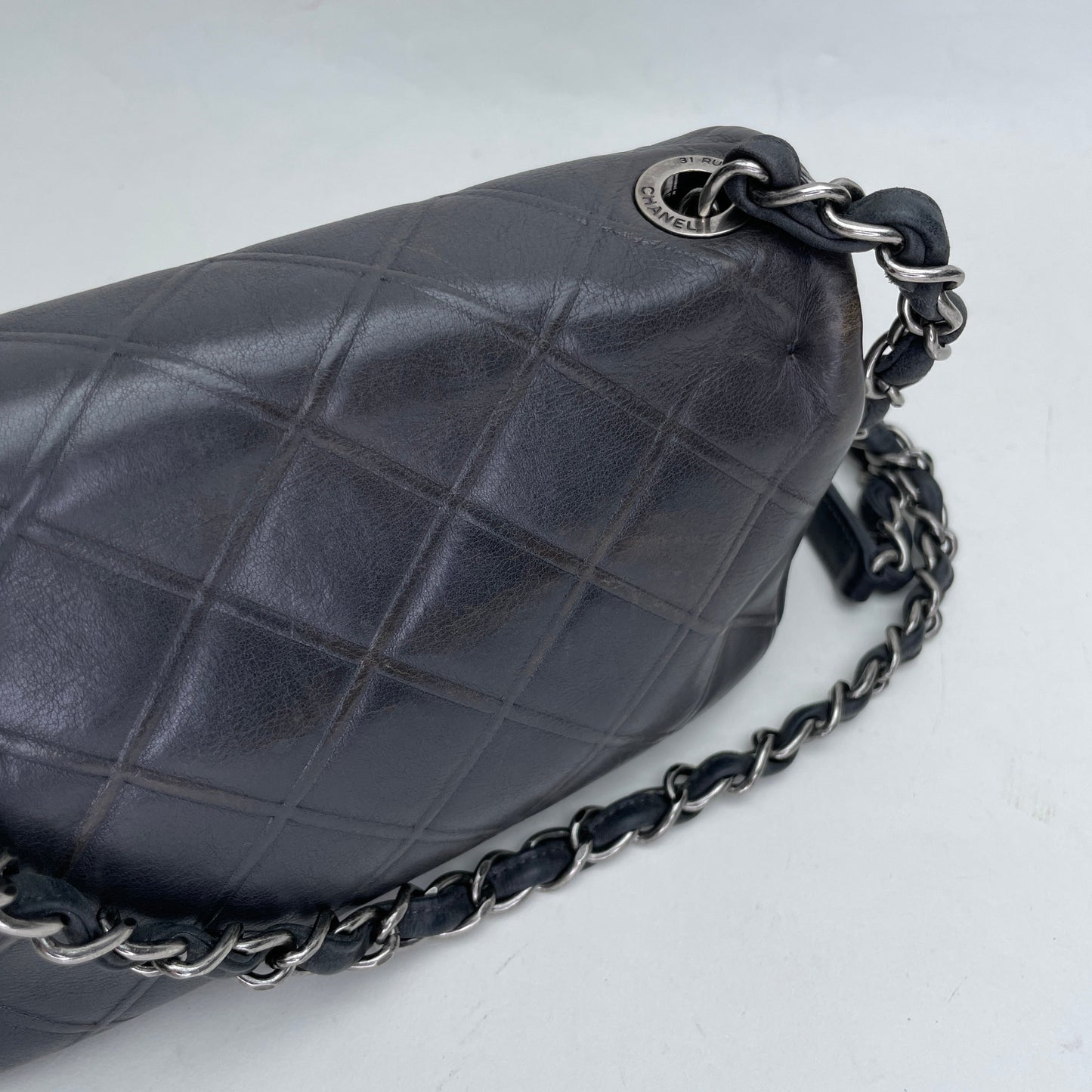 Quilted Flap Bag One Size Black Crossbody Bag in Lambskin, Ruthenium hardware