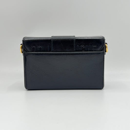 30 Montaigne Box Black Crossbody Bag in Calfskin, Gold hardware