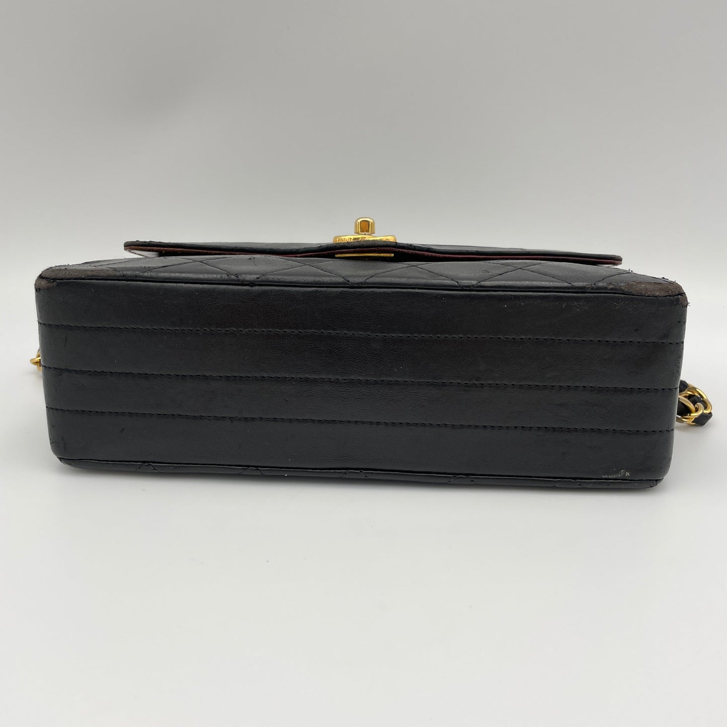 Matelasse Coco Mark Black Crossbody Bag in Lambskin, Gold hardware