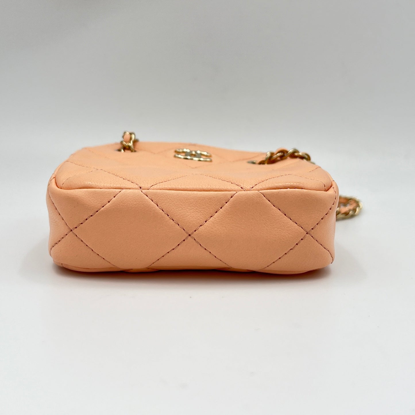 Quilted CC Mini Coral Crossbody Bag in Lambskin, Light Gold hardware