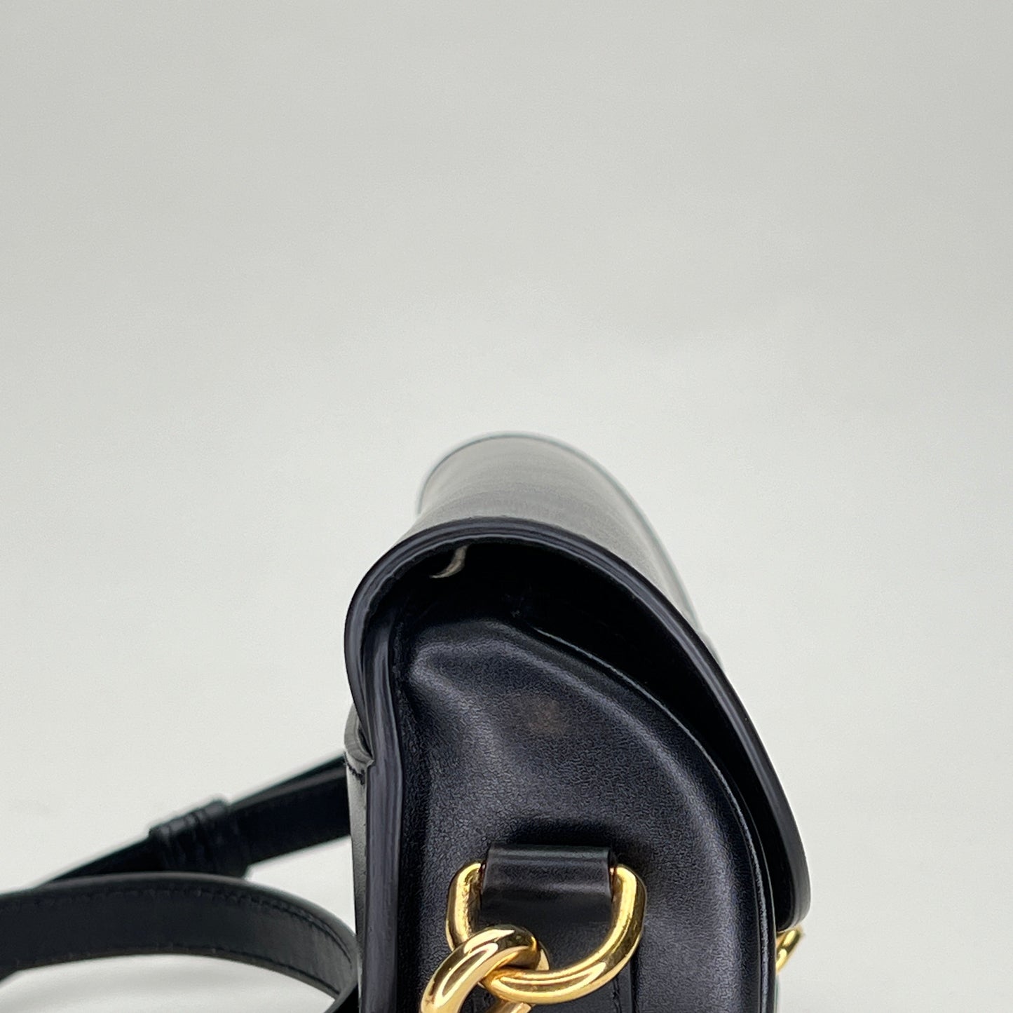 Bobby East West Black Crossbody Bag in Calfskin, Gold hardware