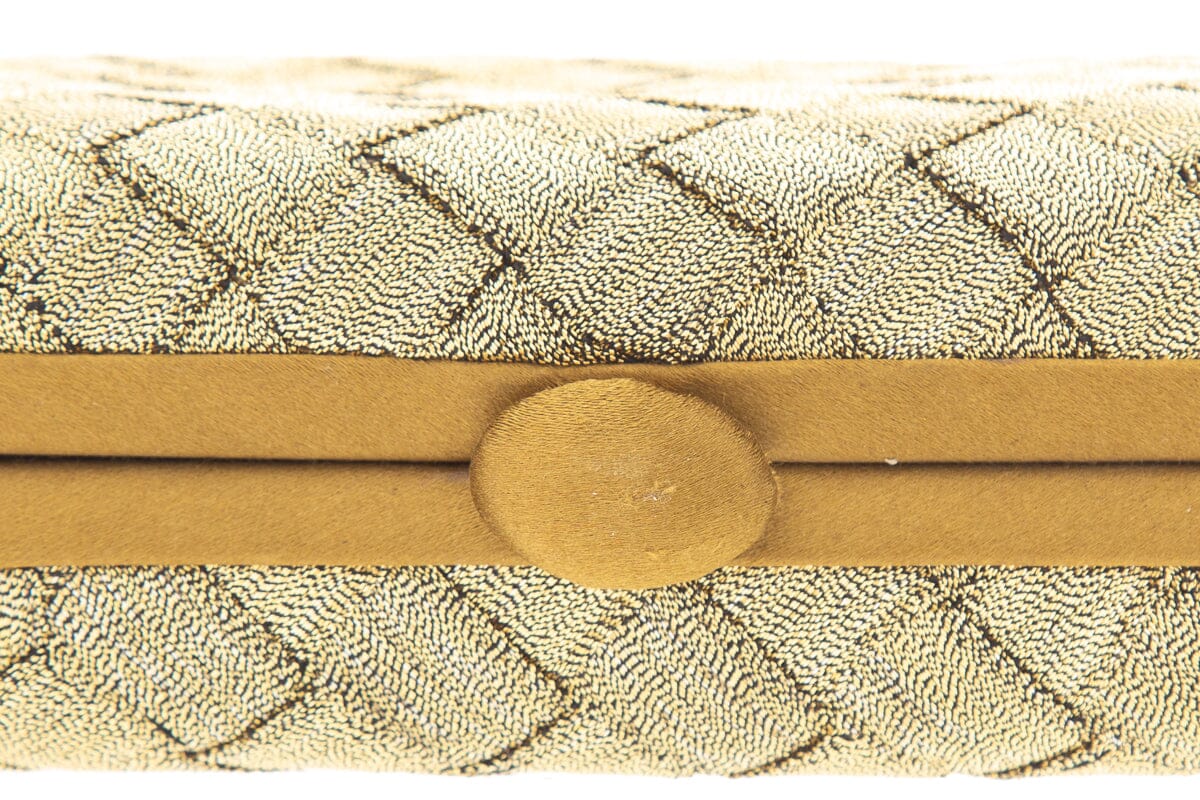 Bottega Veneta Brass Intrecciato Satin Clutch