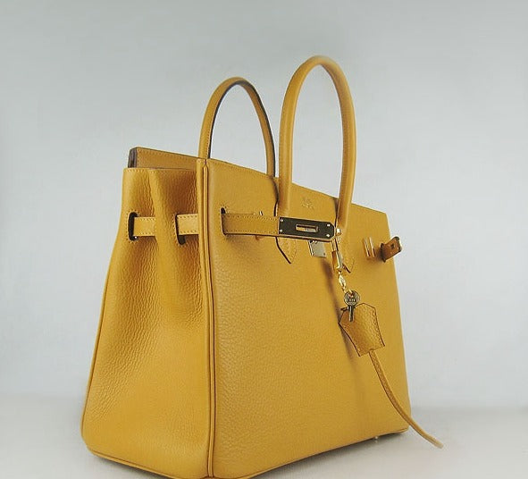 Hermes Birkin 35cm Togo Leather Handbags Yellow Golden