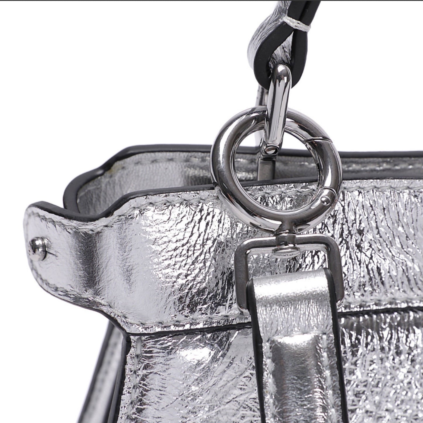 Fendi Peekaboo Silver Leather Bag