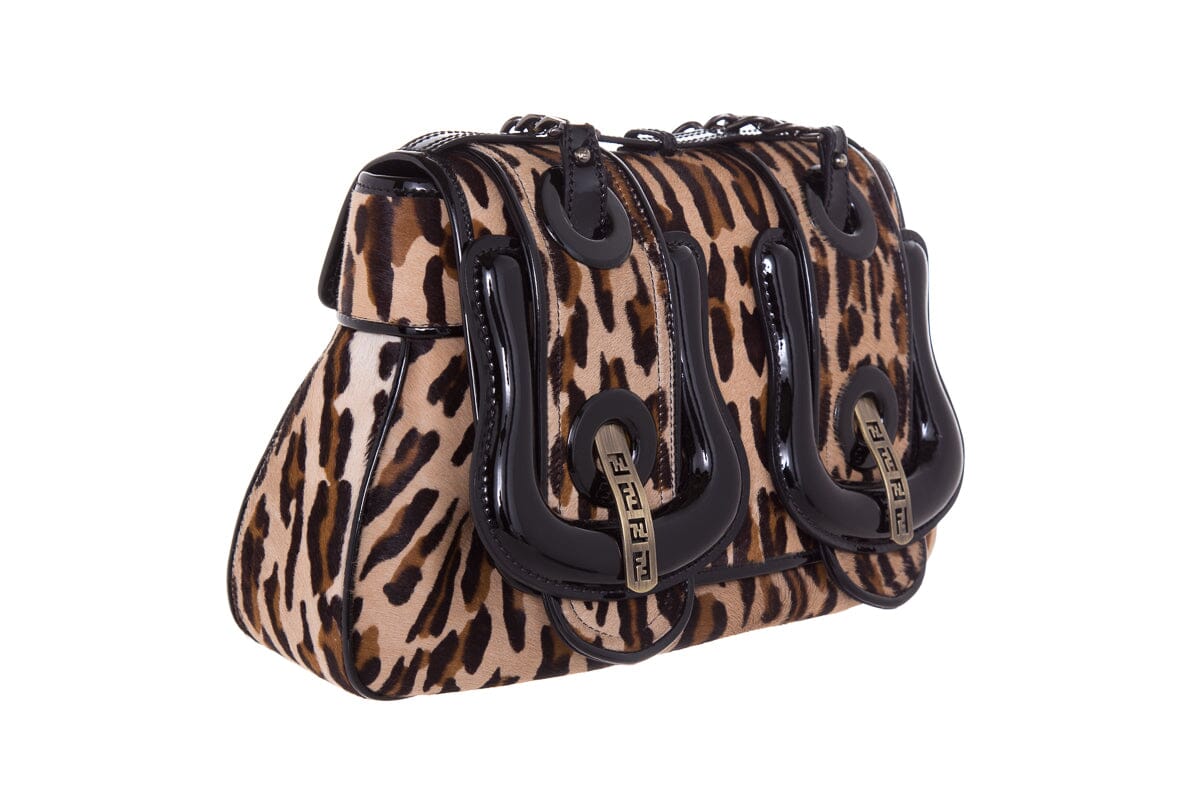 Fendi Leopard Print Calf Hair B Handbag